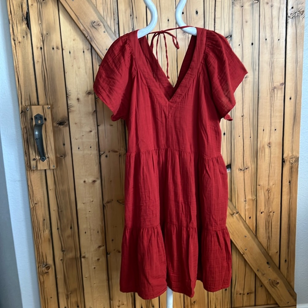 NWT Old Navy Flame Scarlet Swing Demi Dress XL from Fall 2023 Red V neck